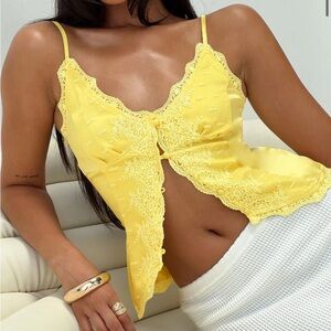 Princess Polly Yellow Juliana Top - Size 2